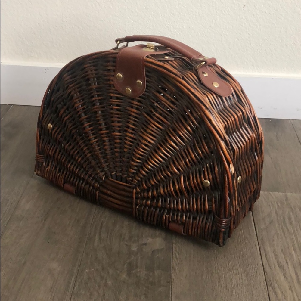 Vintage Half Moon Wicker Woven Purse with Handle